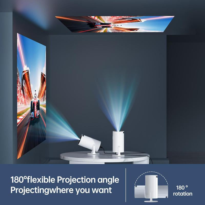 Portable Projector, Full HD 720P Home Theater Projector, Stereo Sound Projector with Holder Stand, Mini Projector for Bedroom, Home Electronics