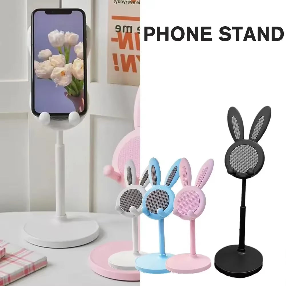 Cell Phone Stand,Angle Height Adjustable Bunny Phone Stand for Desk,Cute Rabbit Phone Holder Stand for Desk Mobile